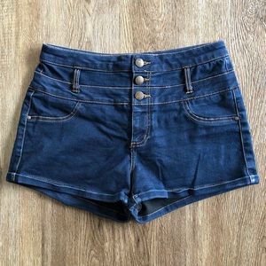 Dark Blue High-Waisted Shorts